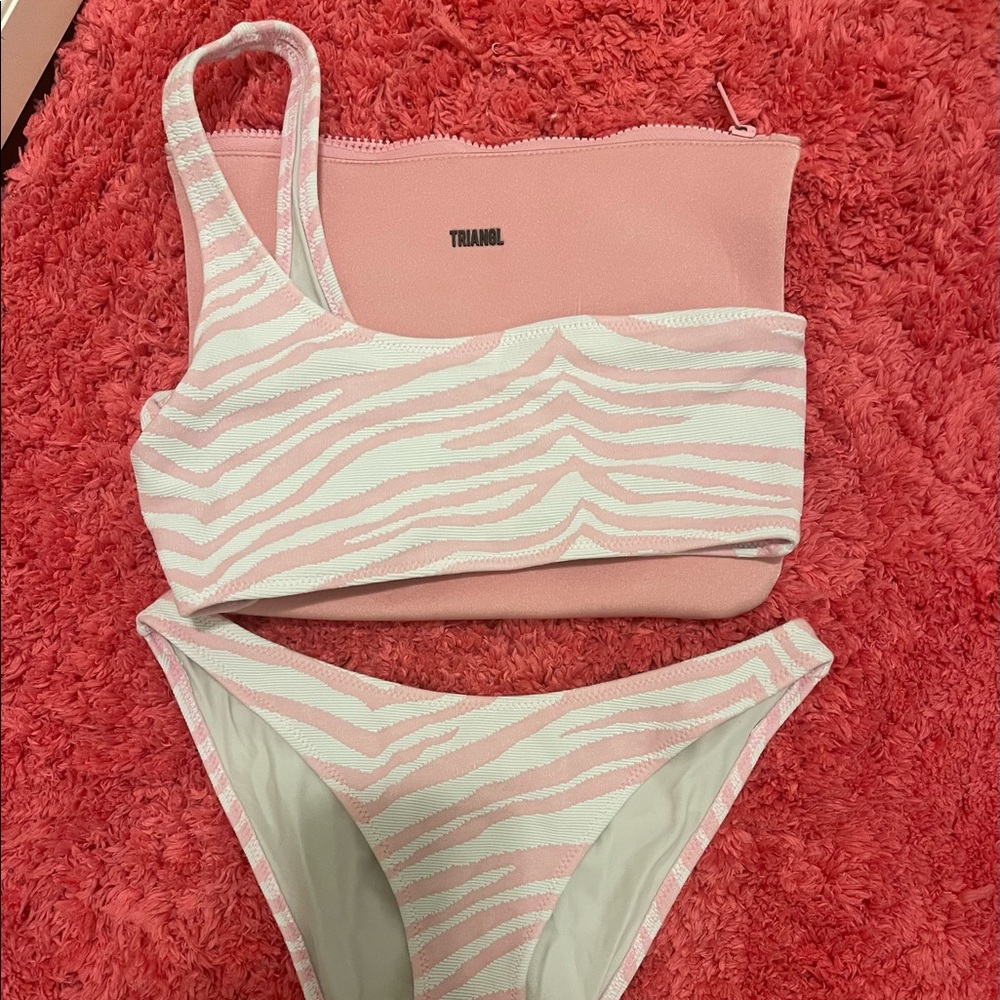 Triangle zebra pink bikini set